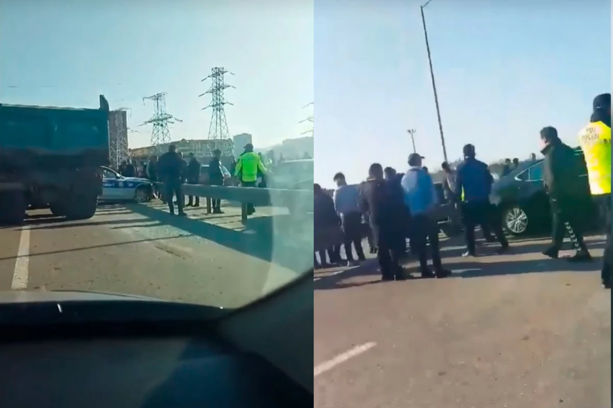 Грузовик врезался в автомобиль дорожной полиции - ВИДЕО
