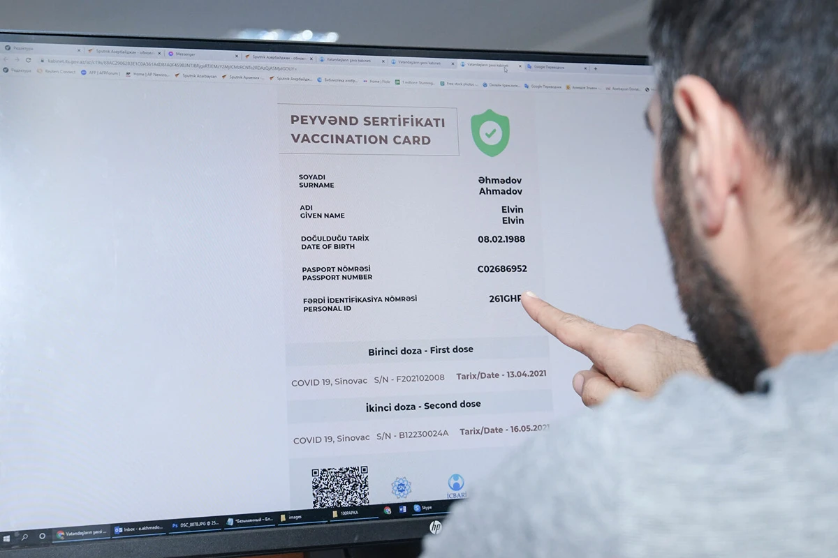 COVID-19 xəstəliyinə qarşı peyvənd olunmanı təsdiqləyən sertifikat müddətsiz olacaq - FOTO