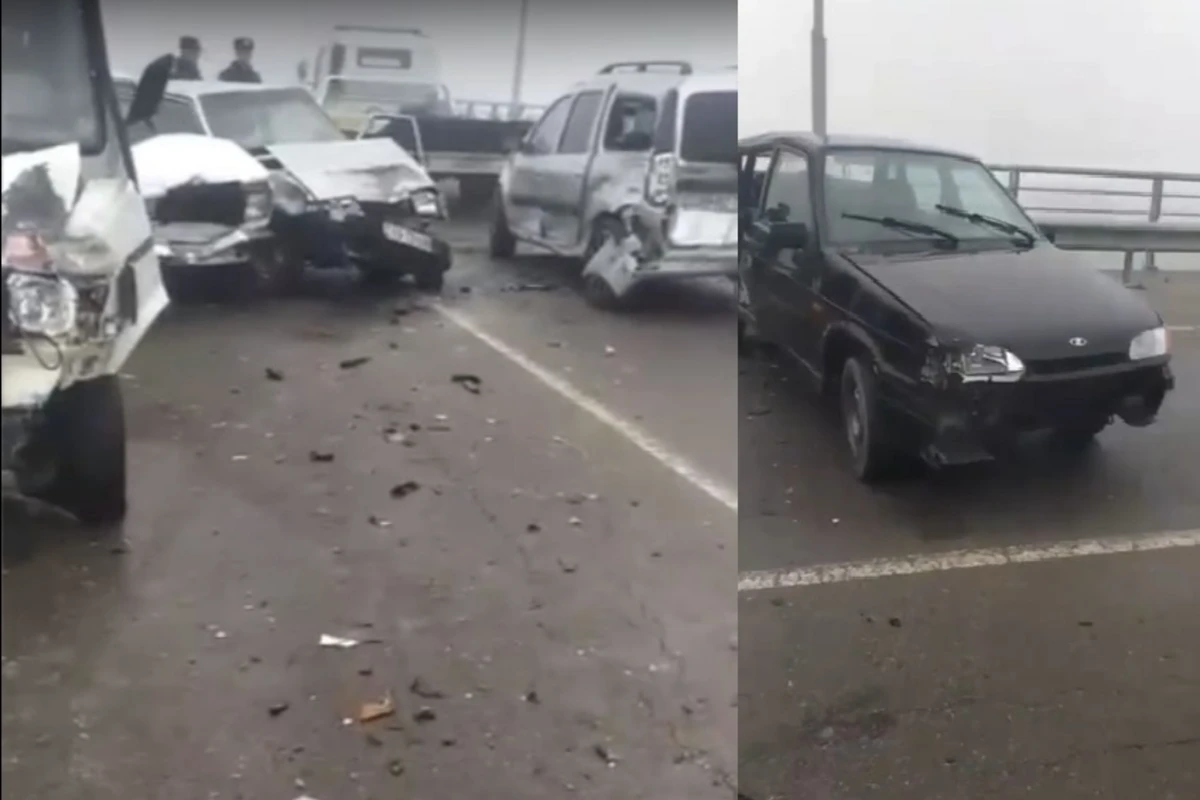 Azərbaycanda daha bir ağır yol qəzası: 6 avtomobil toqquşdu - VİDEO