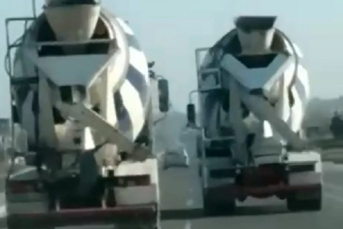 Beton qarışdıran maşınlar yarışa çıxdılar - ANBAAN VİDEO