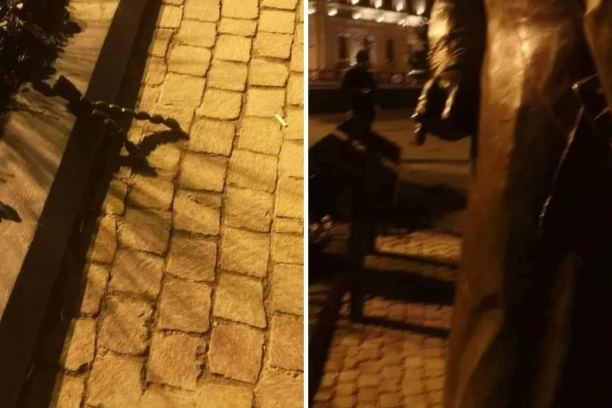 Задержаны подозреваемые в повреждении памятника Тагиеву, статуя восстановлена - ВИДЕО