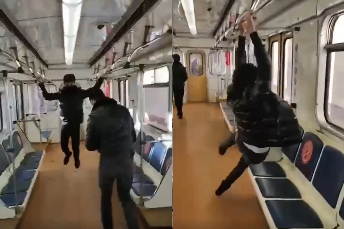 В Баку подростки спутали метро с аттракционом - ВИДЕО