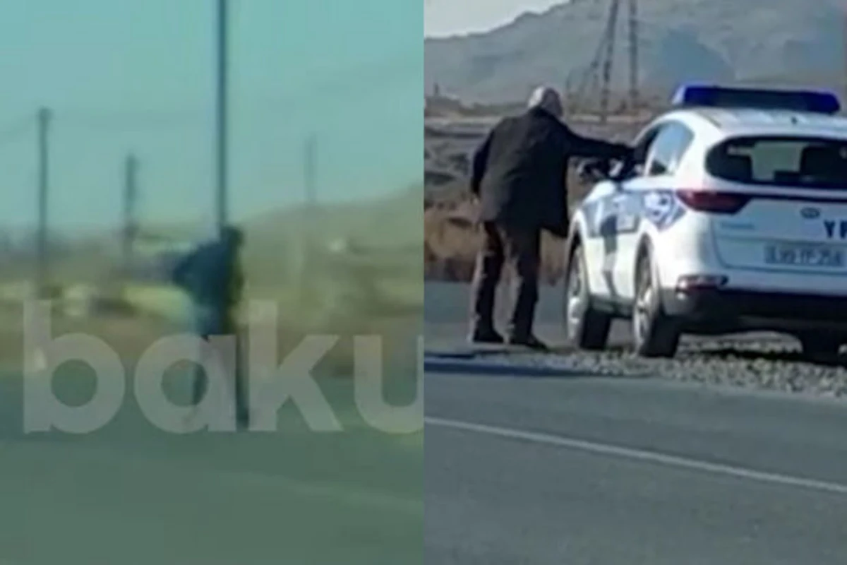 Yol polisinə “şirinlik” verib keçdilər - ANBAAN GÖRÜNTÜLƏR