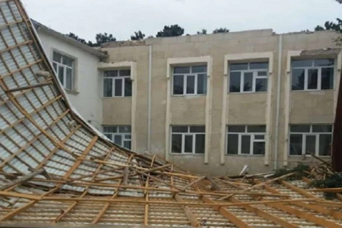 Bakıda məktəb binasının damı uçdu