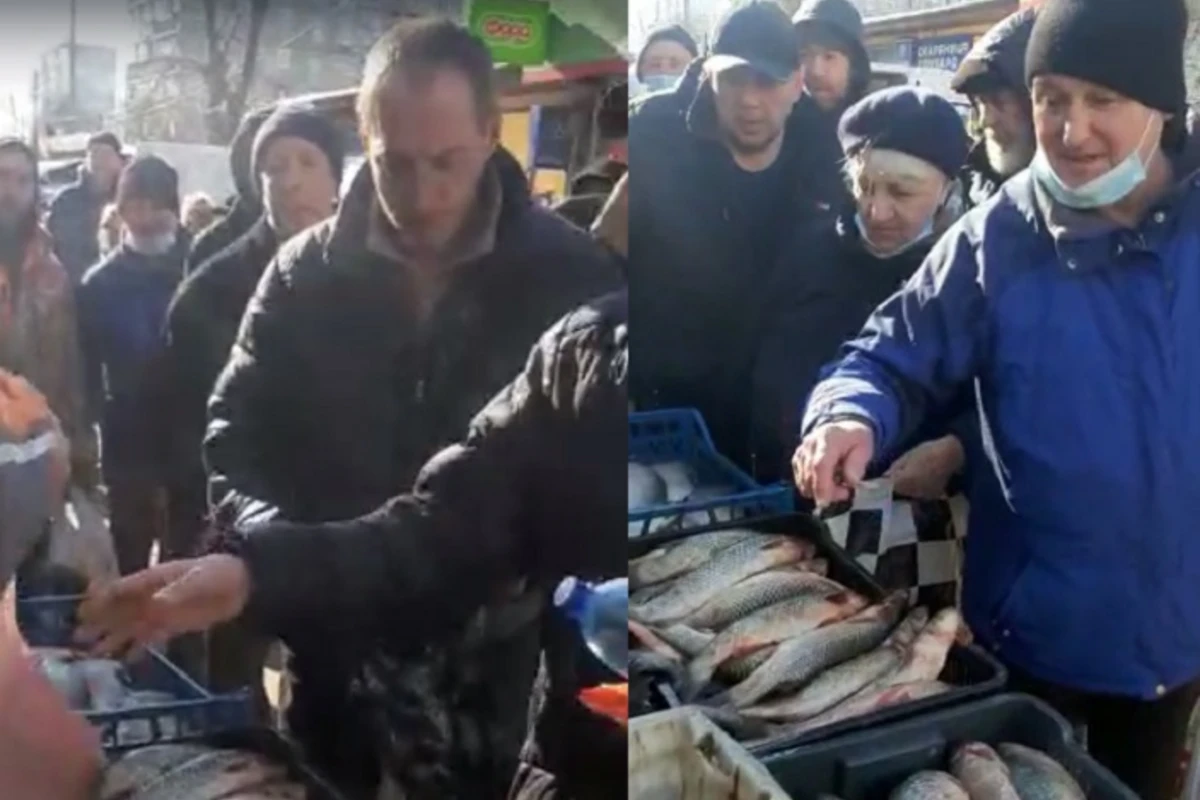 Bərdəli Mişa yenidən iş başında: Ukraynalılara pulsuz balıq paylandı - VİDEO