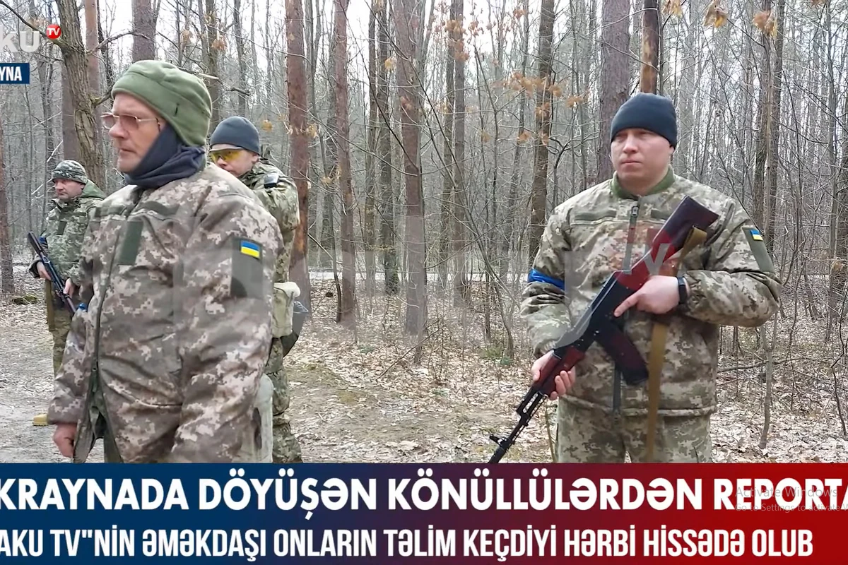 Baku TV-nin Ukraynada könüllülərin təlim keçdiyi hərbi hissədən reportajı - VİDEO