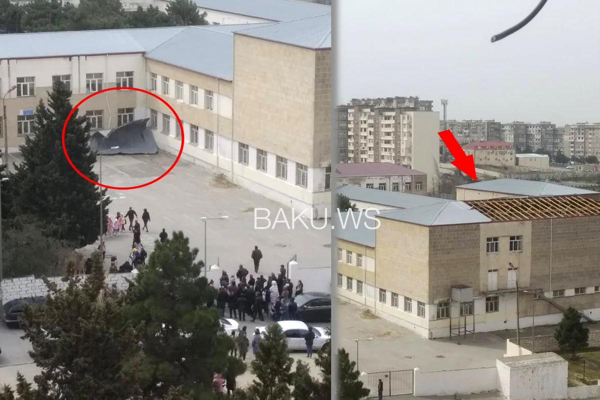 Güclü külək daha bir məktəbə ziyan vurdu - FOTO