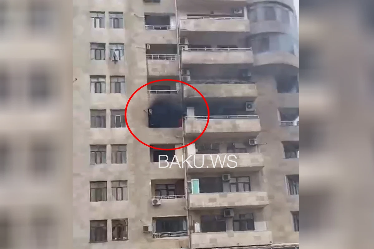 Bakıda yaşayış binasında güclü yanğın - VİDEO