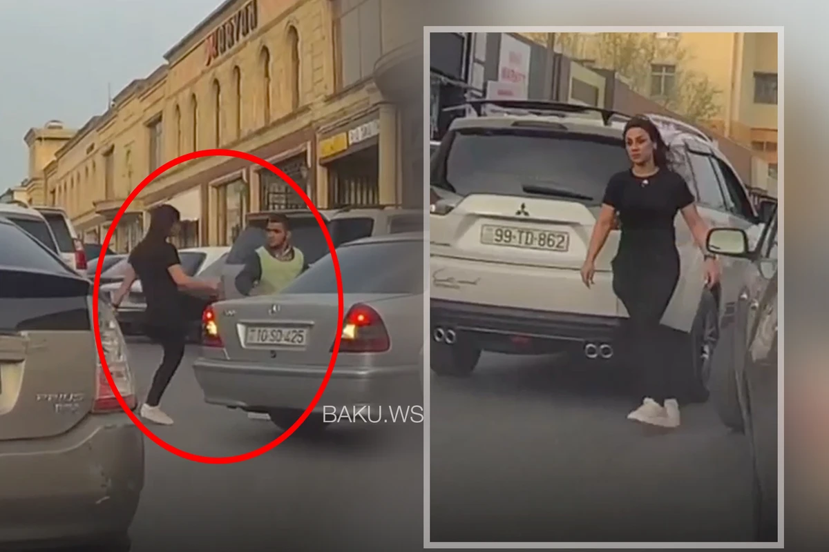 “Parkovşik”i təpikləyən qadın sürücü ilə bağlı DİN-dən AÇIQLAMA - VİDEO - YENİLƏNİB