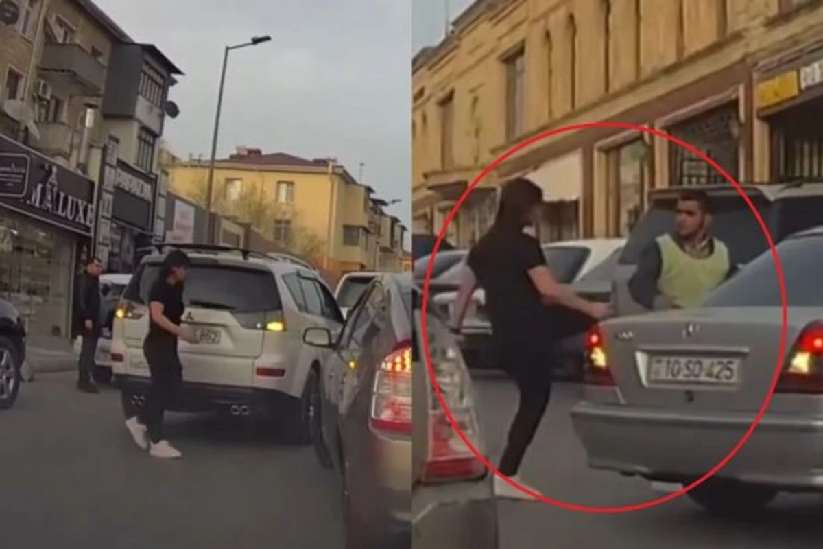 Sumqayıtda “parkovşik”ə təpik atan qadının kimliyi bilindi - VİDEO