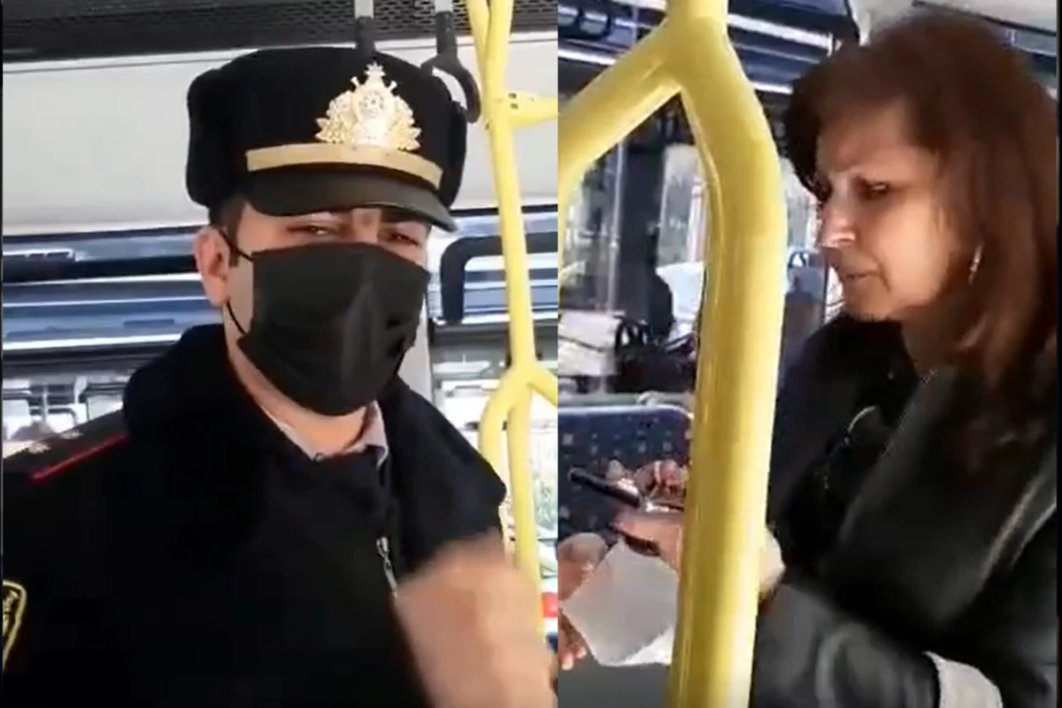 Bakıda polislə sərnişinlər mübahisə etdi - VİDEO