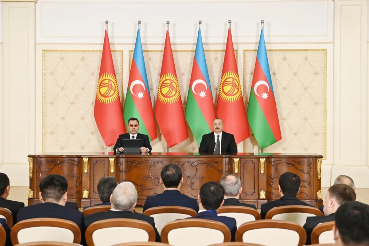 İlham Əliyev və Sadır Japarov mətbuata bəyanatlarla çıxış ediblər - FOTO - YENİLƏNİB