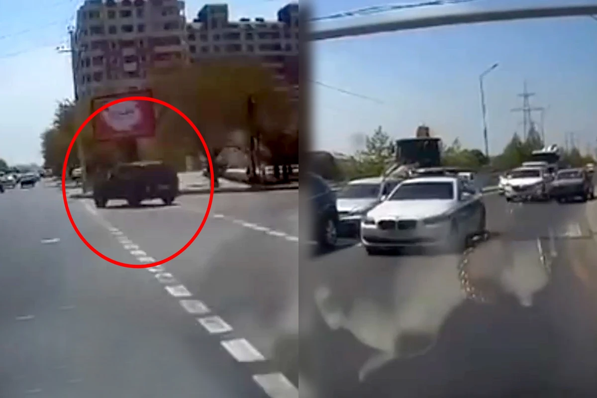 Yol polisi təqibindən qaçan “Niva” qəza şəraiti yaratdı - ANBAAN VİDEO