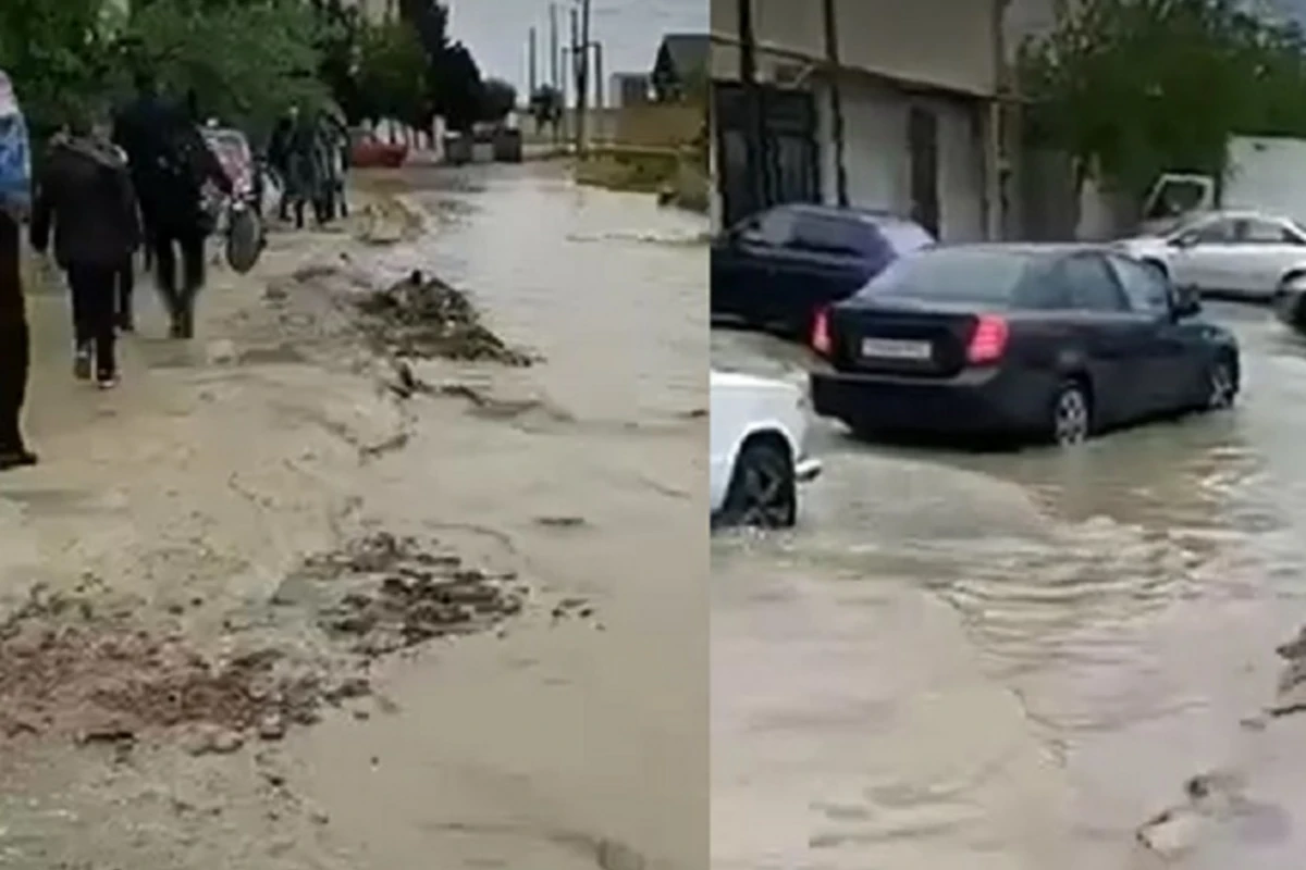 Bakıda uşaqlar gölün içi ilə dərsə gedirlər - VİDEO