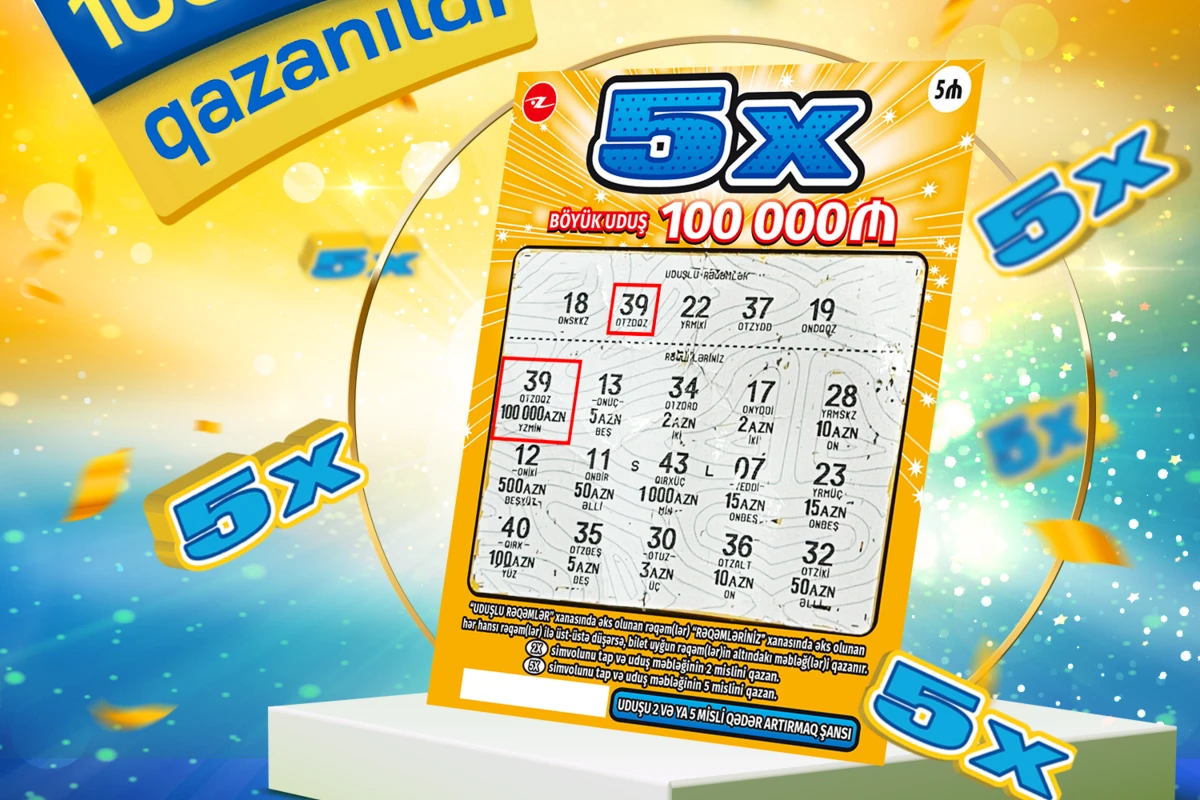 “5X” ani lotereyasında 100 000 manat qazanıldı “5X” ani lotereyasında 100 000 manat qazanıldı