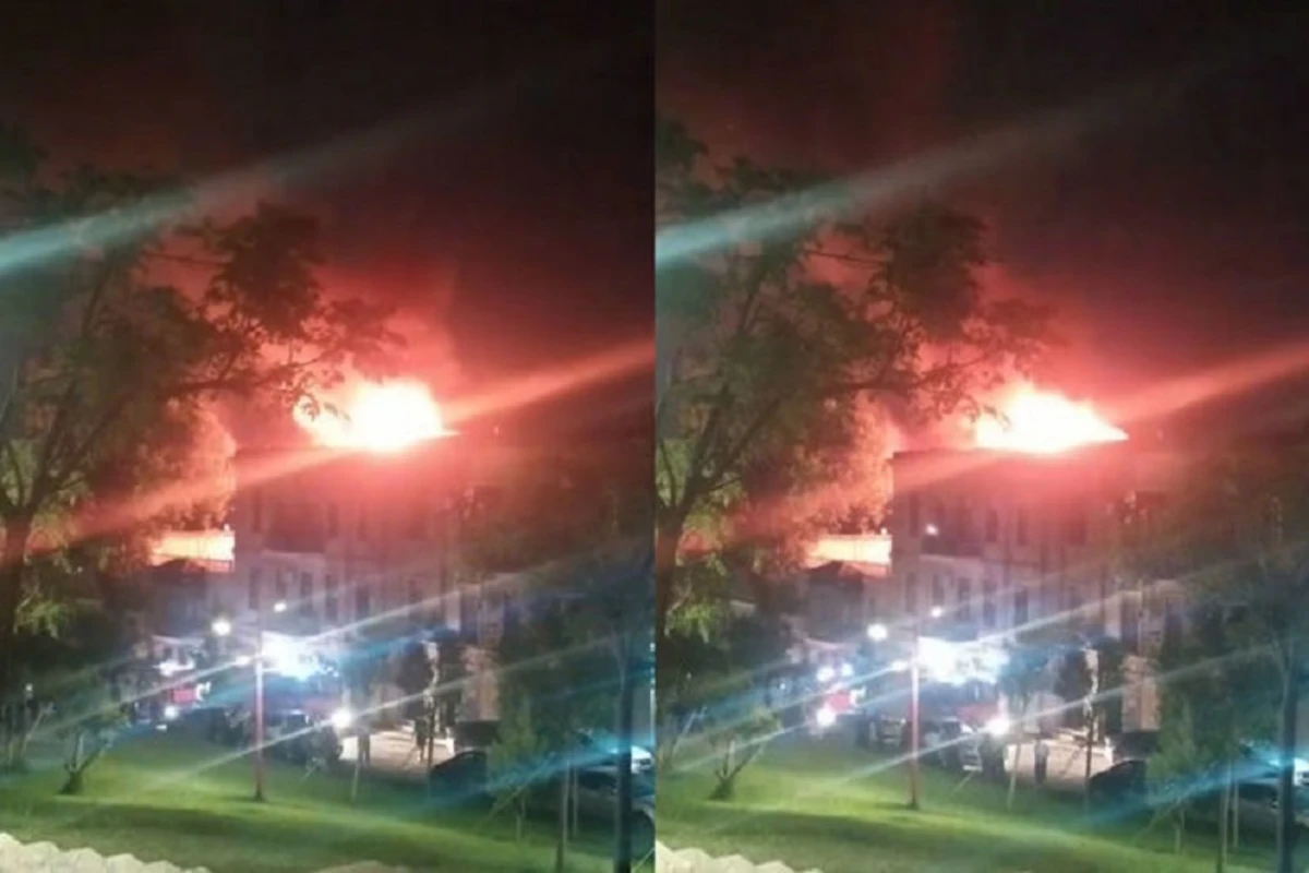 В центре Баку вспыхнул сильный пожар - ВИДЕО
