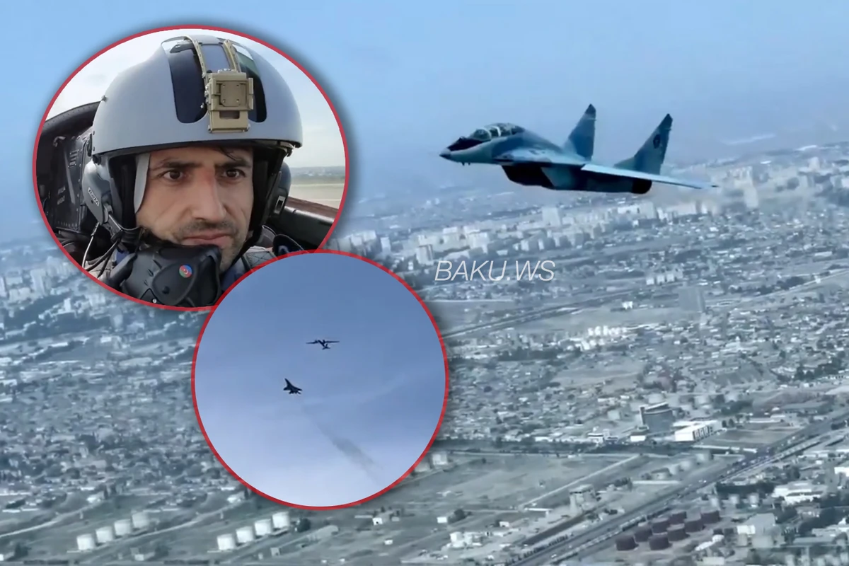 Сельчук Байрактар на МиГ-29 пролетел над Баку - ВИДЕО