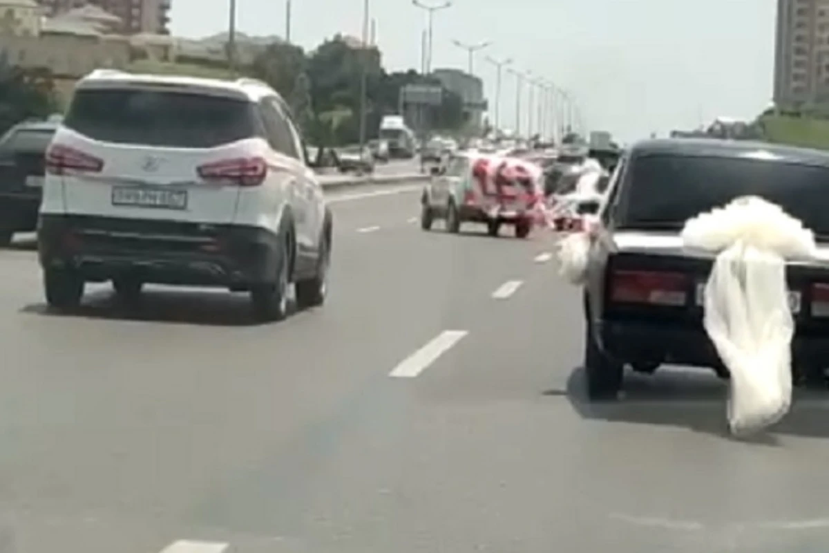 Bakıda Niva toy karvanında avtoşluq etdi - VİDEO