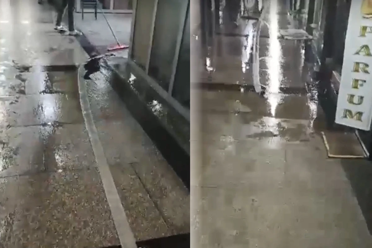 В центре Баку вновь затопило подземный пешеходный переход - ВИДЕО