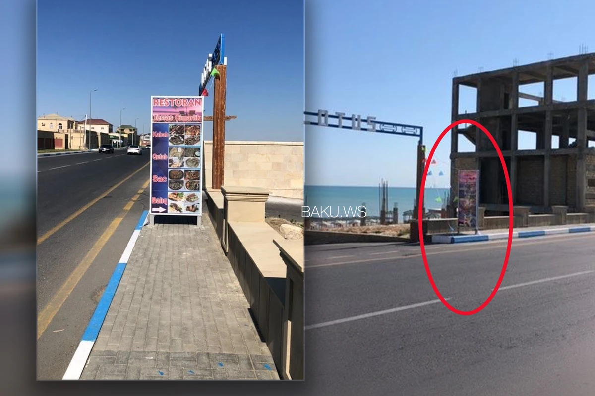 İcra Hakimiyyəti səki düzəltdi, restoran qabağına plakat qoydu - FOTO