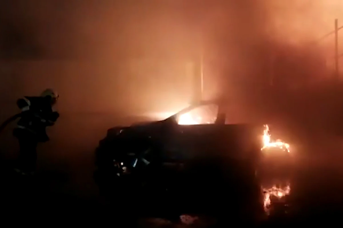 Распространились кадры пожара возле Зимнего парка в Баку - ВИДЕО