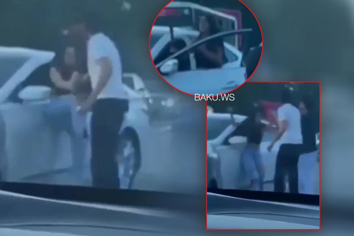 В Баку женщина-водитель и мужчина пустились в рукопашную - ВИДЕО