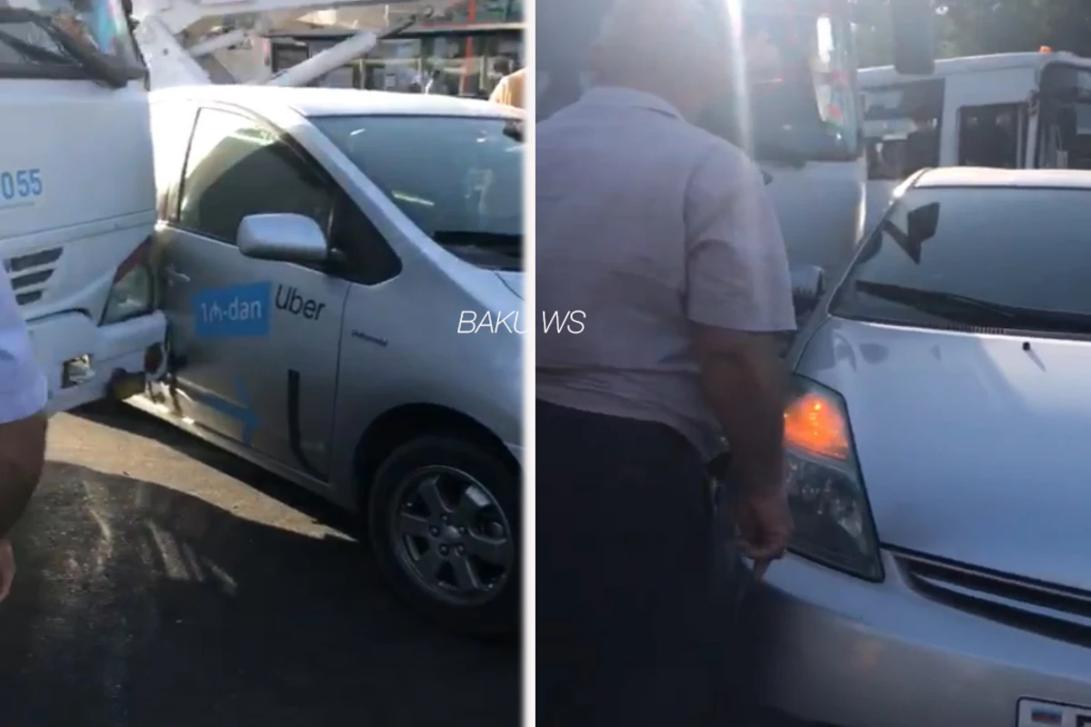 Bakıda Prius avtobusla toqquşdu - VİDEO