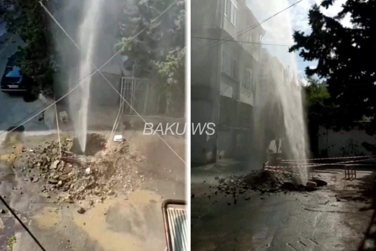 Bakıda 1 sutkadır, bu fəvvarənin qarşısını heç kim ala bilmir - VİDEO