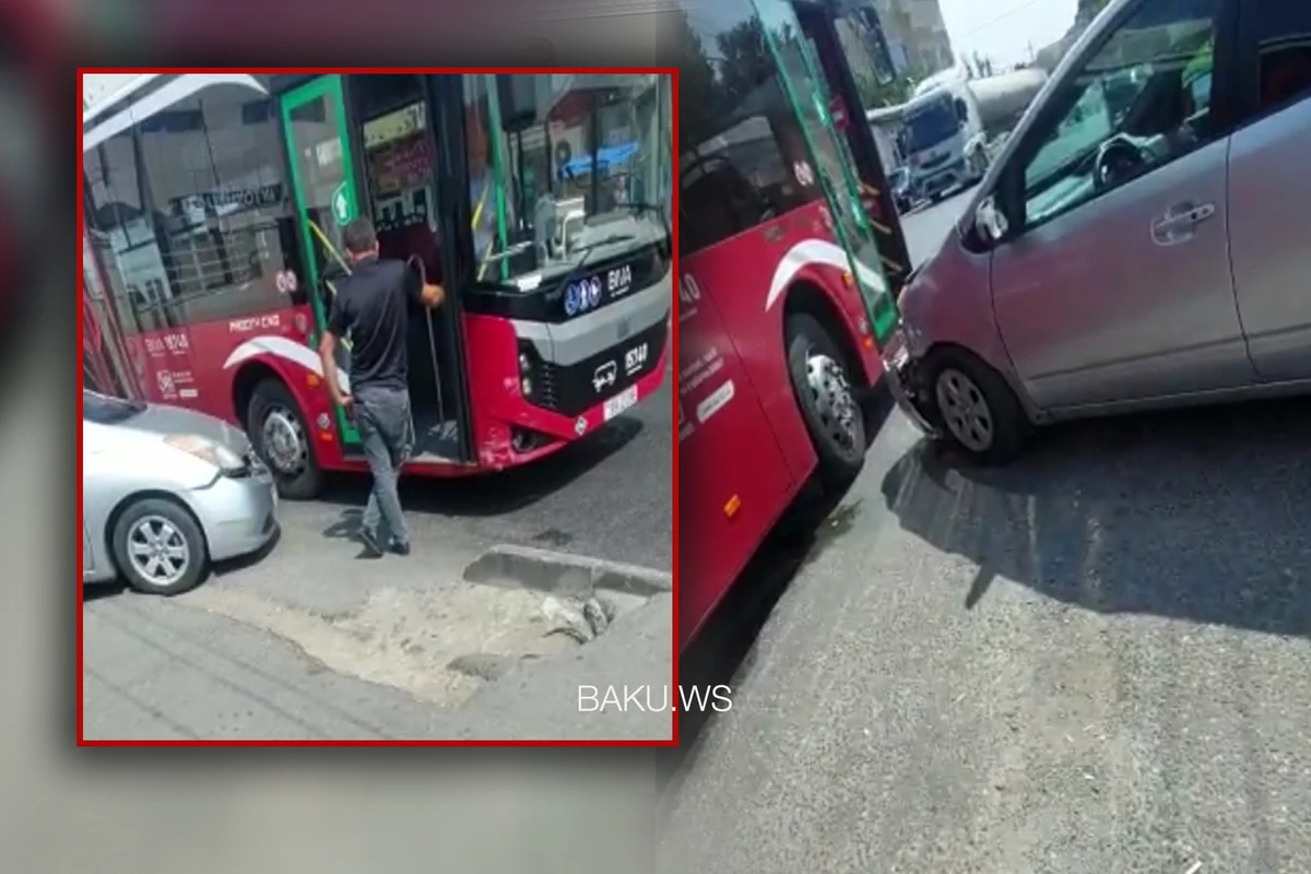 Bakıda Prius “BakuBus”la toqquşdu - VİDEO