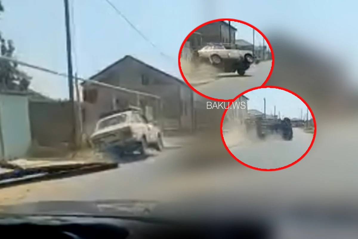 Avtoşluq etmək istəyən sürücü avtomobili aşırdı - ANBAAN VİDEO