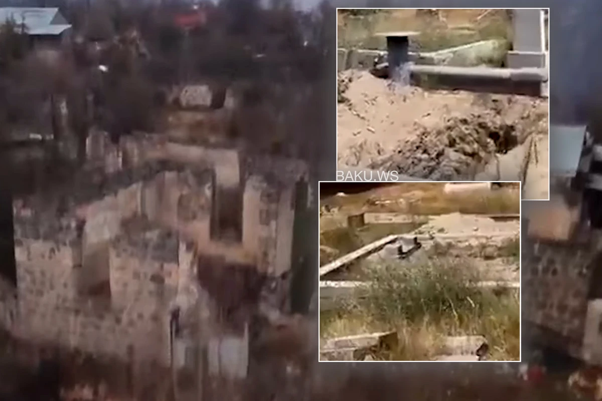 Покидающие Лачын армяне разрушают могилы - ВИДЕО