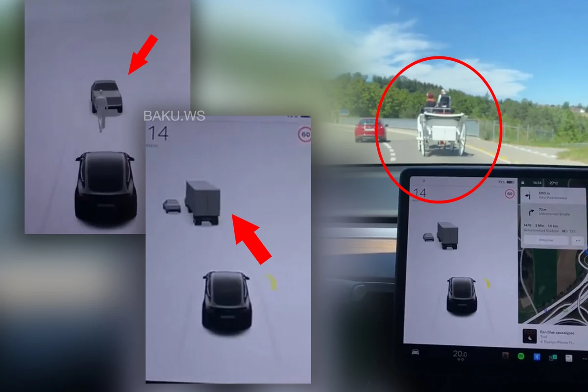 “Tesla”nın qarşısına at arabası çıxarsa - VİDEO “Tesla”nın qarşısına at arabası çıxarsa - VİDEO