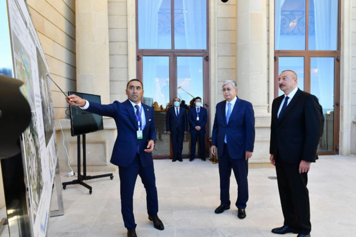 Əliyev və Tokayev Füzulidə uşaqlar üçün inşa ediləcək mərkəzin layihəsi ilə tanış olublar