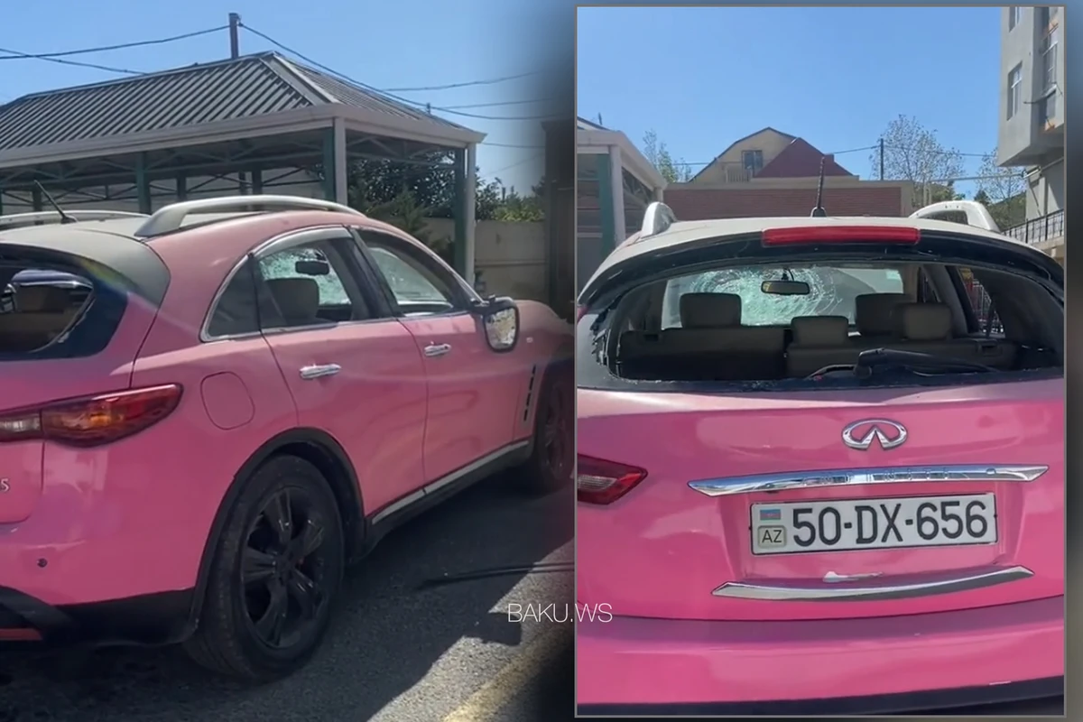 В Баку изуродовали люксовый автомобиль - ВИДЕО