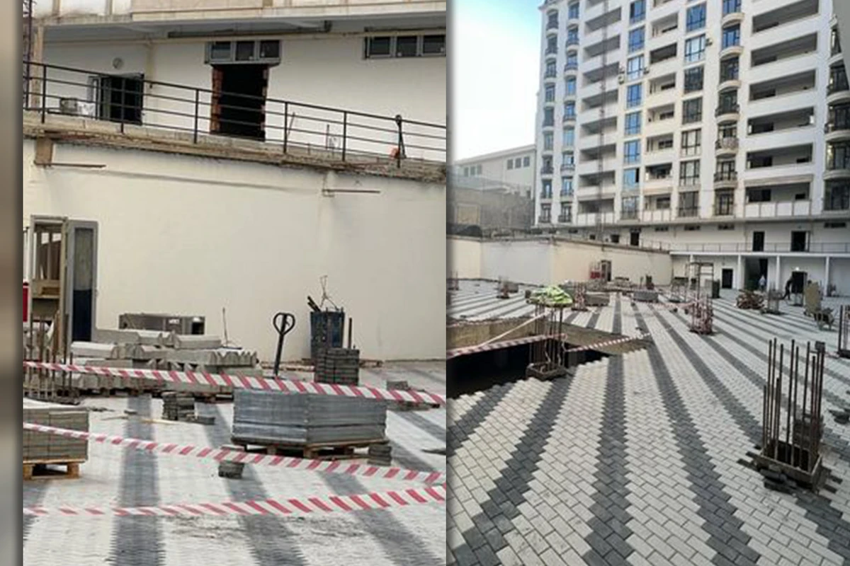 Bakıda yaşayış binasının blokunun qarşısında obyekt tikilib - Sakinlər narazıdırlar - FOTO/VİDEO