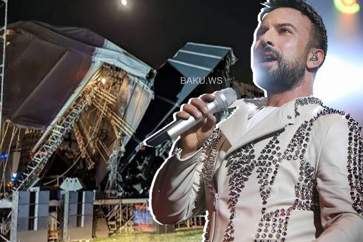 Tarkanın konserti üçün qurulan səhnə çökdü: Yaralanan var - FOTO/VİDEO
