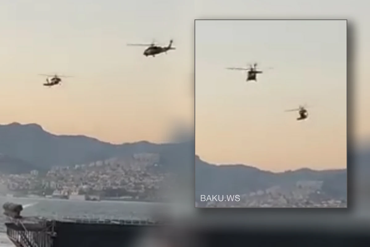 Türkiyədə 2 helikopter havada zeybek oynadı - VİDEO