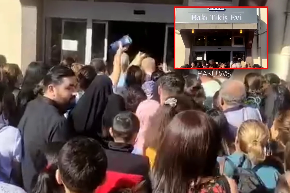 Bakı Tikiş Evinin önündə böyük izdiham - VİDEO