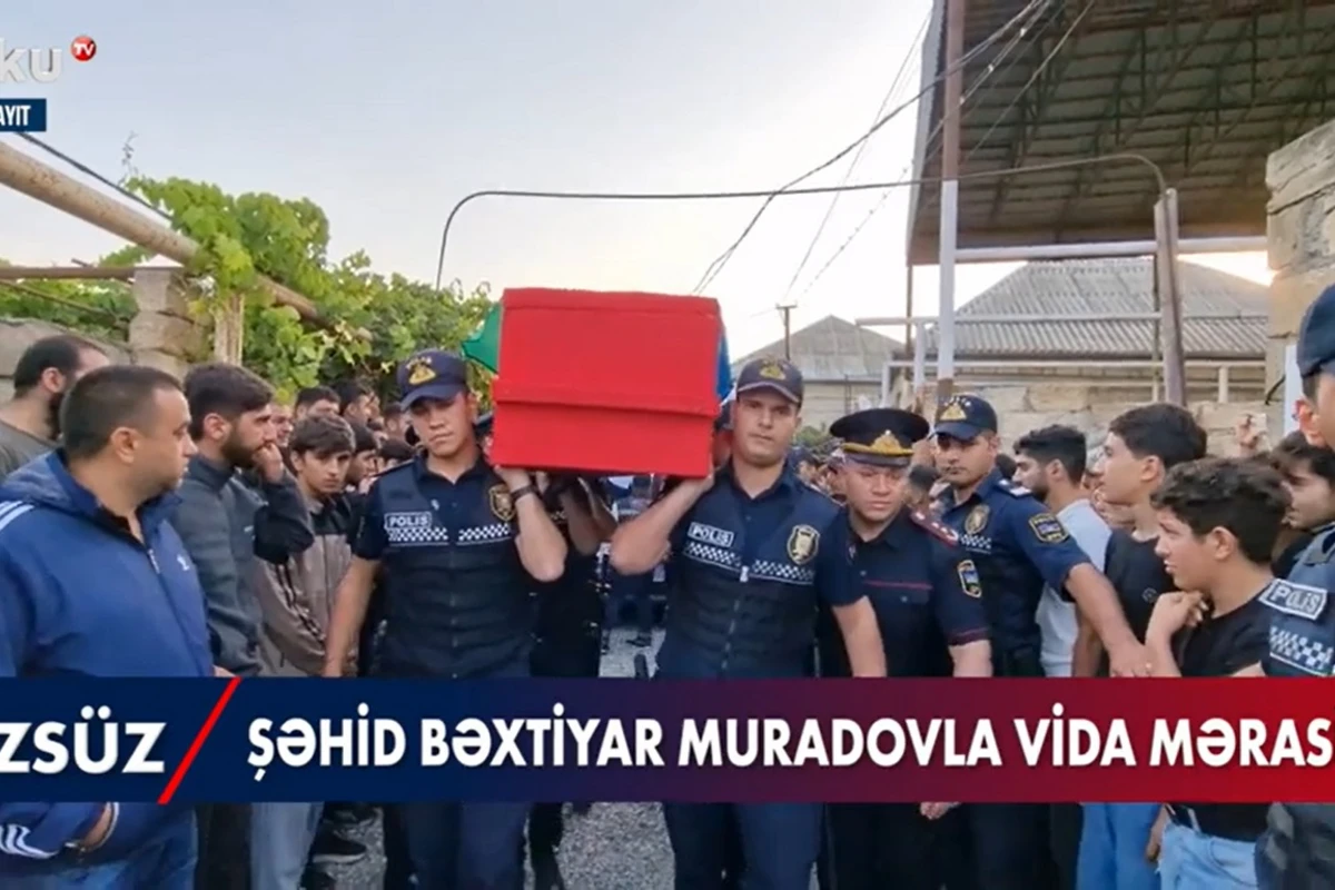 Şəhid Bəxtiyar Muradovla vida mərasimi keçirilir - VİDEO