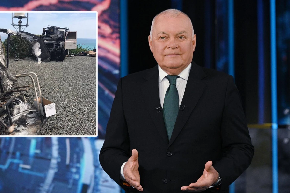 В Крыму сожгли автомобиль Дмитрия Киселева - ВИДЕО