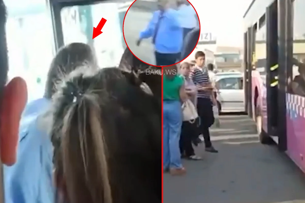 В Баку недовольный водитель автобуса бросил пассажиров на полпути - ВИДЕО
