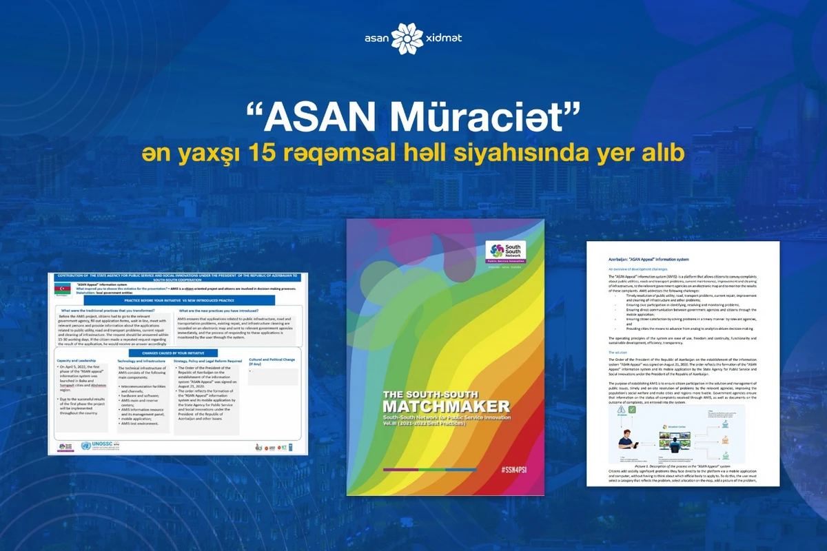 “ASAN Müraciət” ən yaxşı 15 təcrübə sırasında yer aldı “ASAN Müraciət” ən yaxşı 15 təcrübə sırasında yer aldı