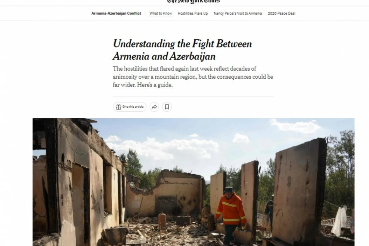 “The New York Times” Ermənistanla Azərbaycanın şərti sərhədindəki gərginliyə münasibət bildirib “The New York Times” Ermənistanla Azərbaycanın şərti sərhədindəki gərginliyə münasibət bildirib