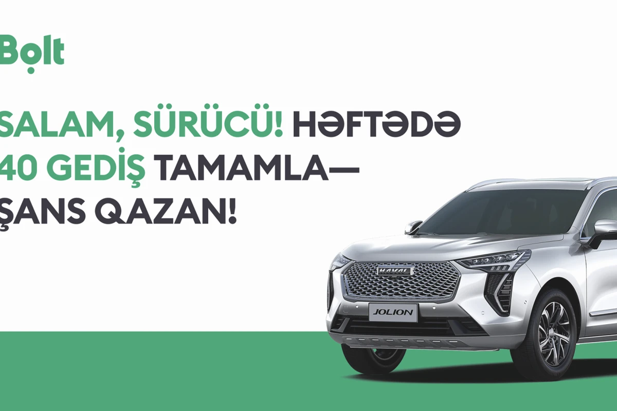 Bolt şirkəti aktiv sürücülər-tərəfdaşlar arasında mükafatların oynanılmasını elan edir Bolt şirkəti aktiv sürücülər-tərəfdaşlar arasında mükafatların oynanılmasını elan edir