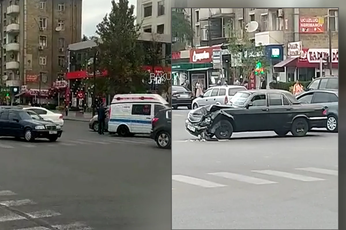 Bakıda avtomobil təcili tibbi yardım maşını ilə toqquşdu - VİDEO