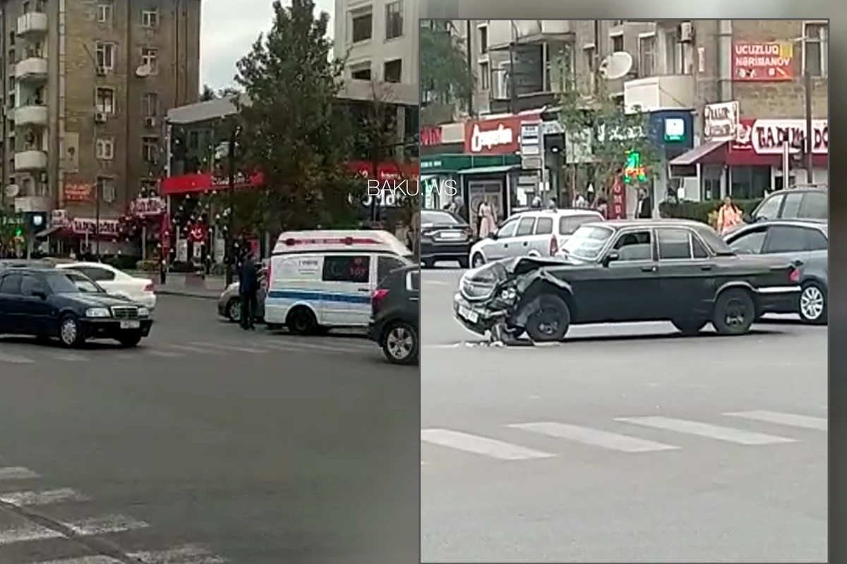 В Баку автомобиль врезался в скорую помощь - ВИДЕО