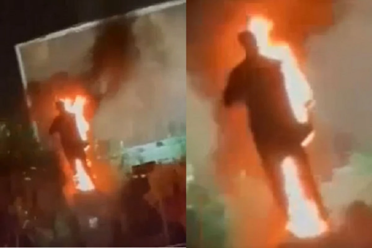 Tehranda etirazçılar Qasım Süleymaninin heykəlini yandırdılar - VİDEO