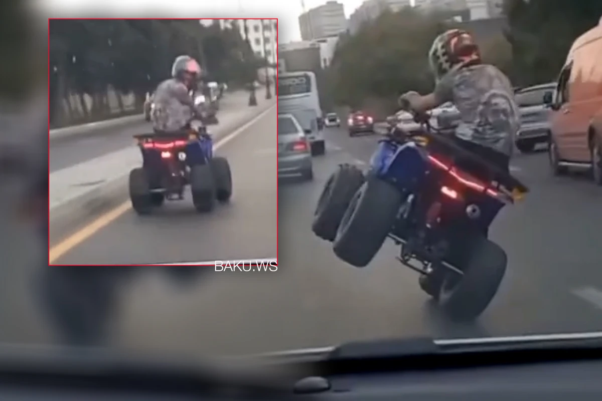 Polis paytaxtda kvadrosiklla avtoşluq edən şəxsi axtarır - VİDEO