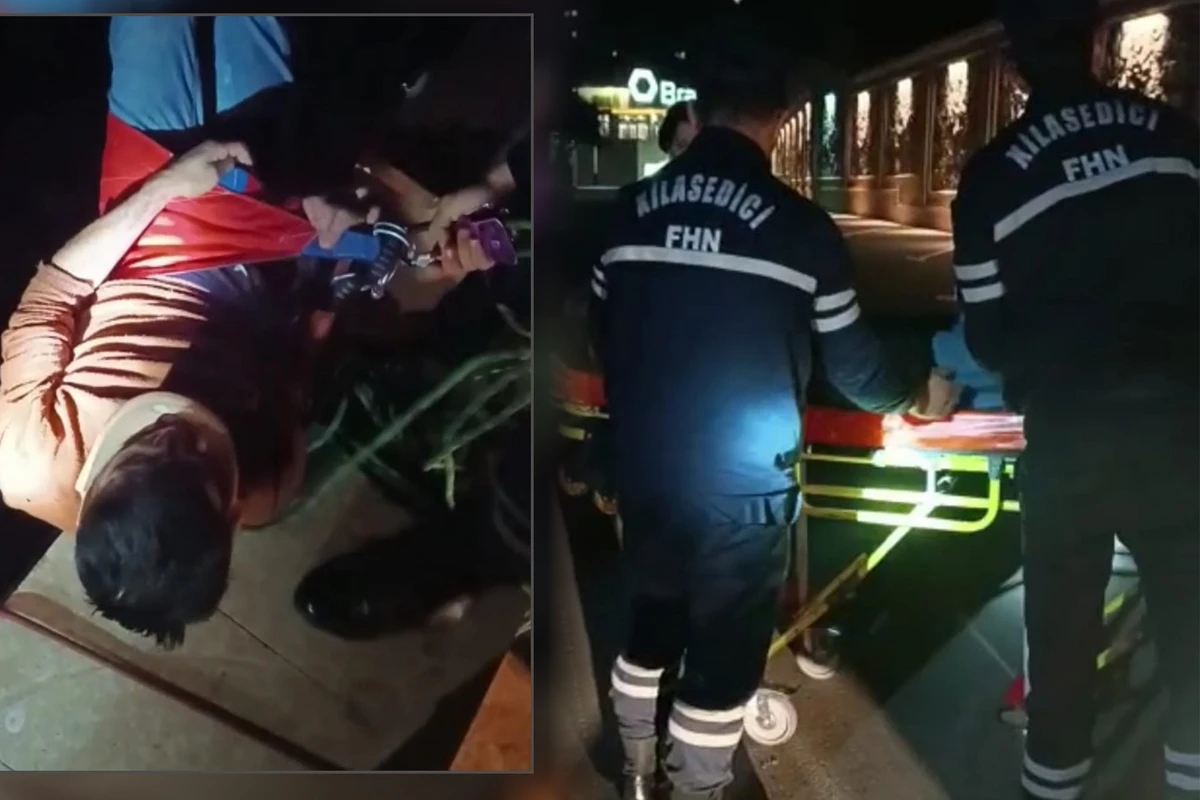 Restoranın həyətindəki hasardan yıxılıb, dərəyə düşən şəxsi FHN belə xilas etdi - VİDEO