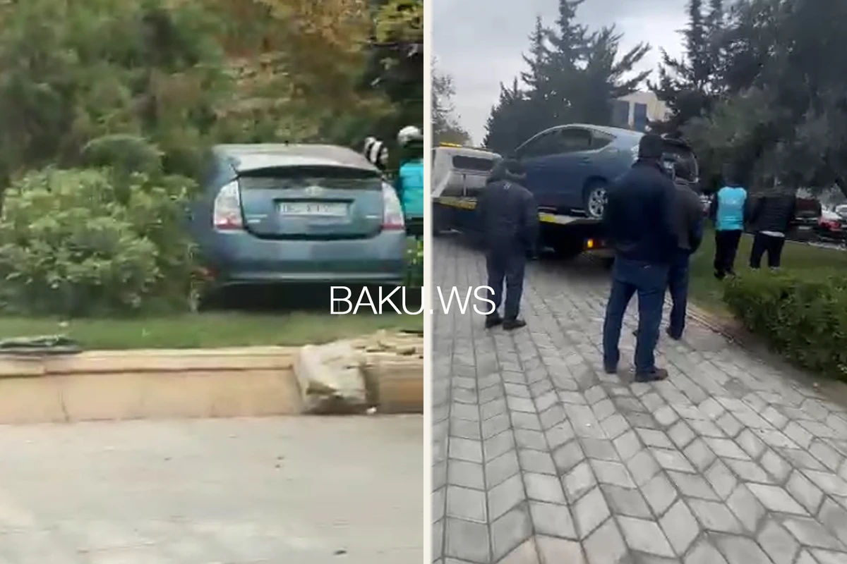Необычное ДТП в Баку: Toyota Prius заехал в парк - ВИДЕО